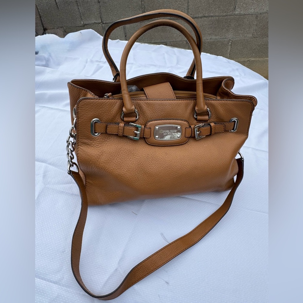 MICHAEL Michael Kors Hamilton Large Chain East West Pebbled Leather Satchel